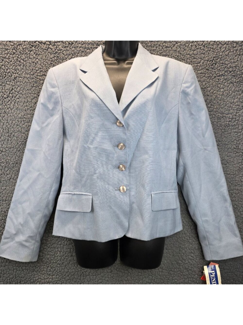 Vintage Pendleton Single Breasted Blazer 16 Blue Linen Office Preppy Retro Layer